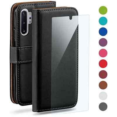 Handy Tasche für Samsung Note10 Plus / 5G Schutz Hülle Etui Handyhülle mit Folie