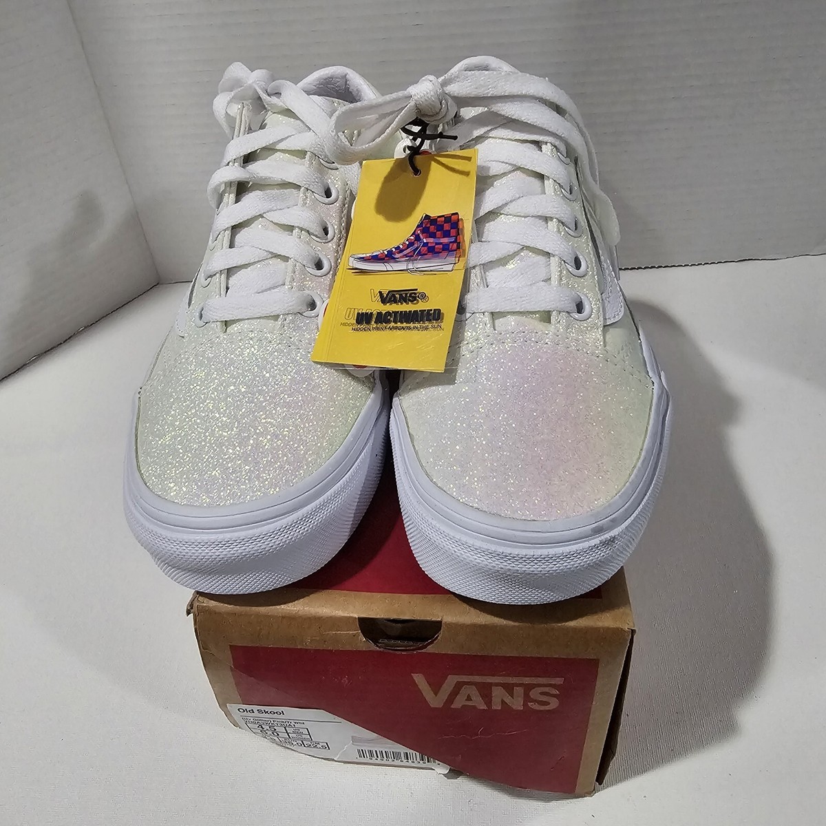 Gold Vans Era Glitter Size Men Womens VANS Old Skool UV Glitter