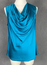 I.n.c. International Concepts Womens Sleeveless Cowlneck Blouse Blue Small NWOTs