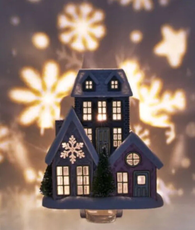 Bath & Body Works Holiday Village House Projector Nightlight – Wallflowers Plug-in Warmer, Christmas Decor