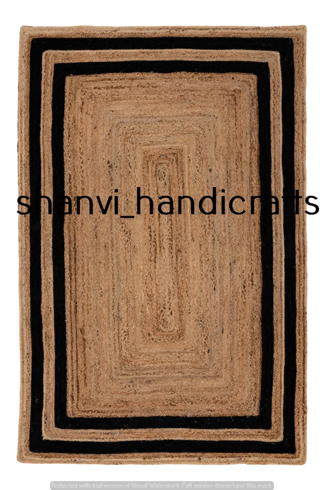 Natural Braided Jute Handmade Home Decor Modern Living Rectangle Mediation Rugs  - Image 3 of 4
