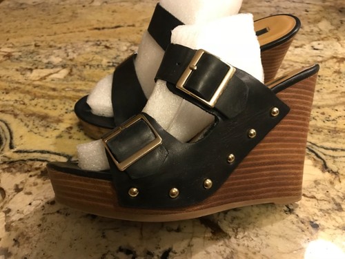 KENSIE Leather 2 Buckle Platform Strap Sandals Size 8 - Picture 3 of 7