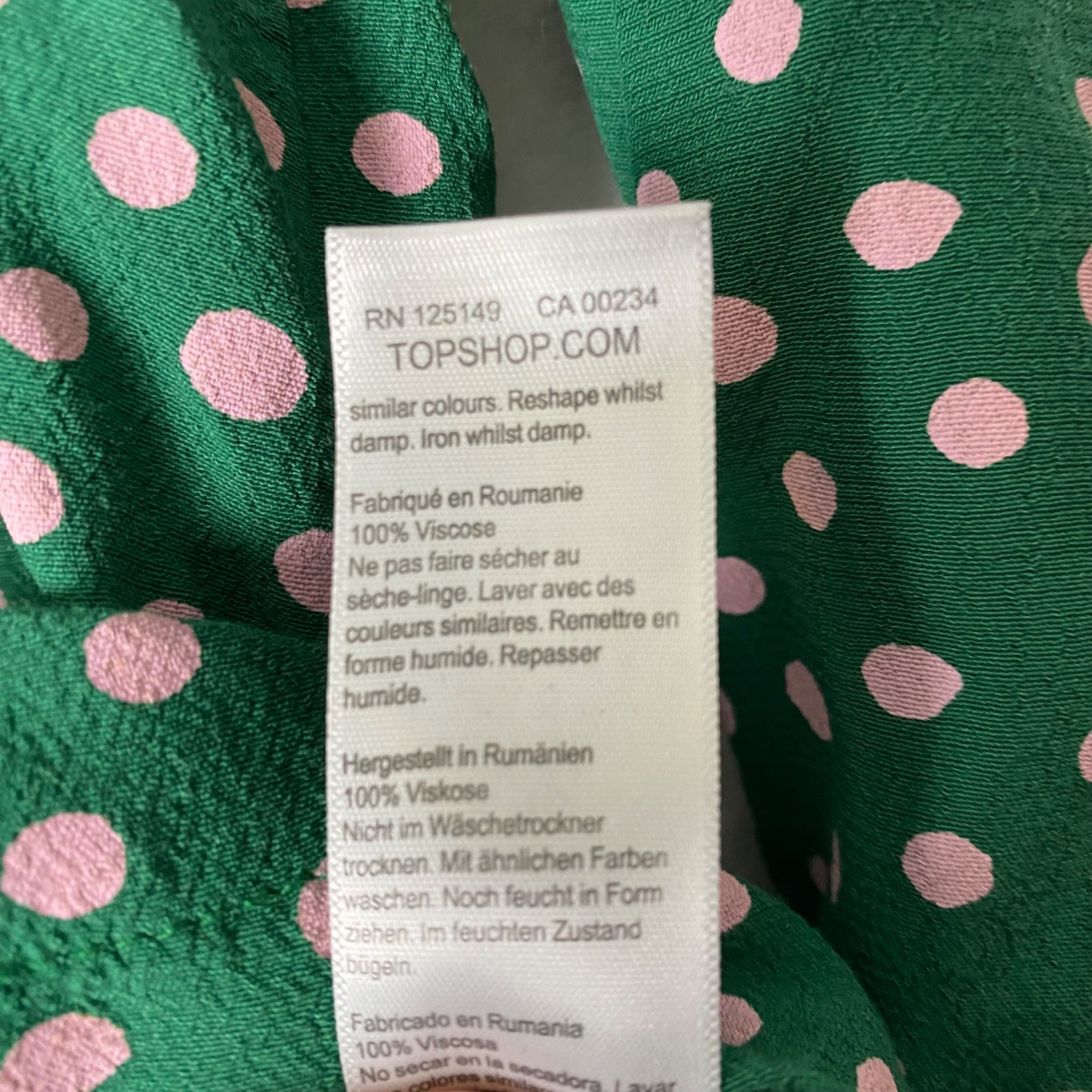 topshop green polka dot top