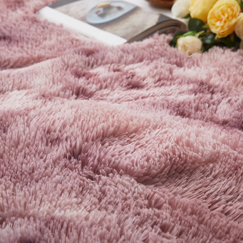 Fluffy Rugs Large Shaggy Rug Bedroom Living Room Anti Slip Soft Carpet ...