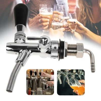 MARKENLOS Kompensatorschankhahn mit Schaumtaste chrom Zapfhahn Edelstahl Bier zapfen DHL