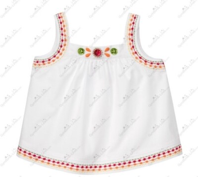 Gymboree Girls 5T Batik Summer Embroidered Gem Button swing top Vintage NWT 