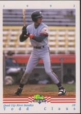 1992 Classic Best #226 Todd Claus Quad City River Bandits Baseball Card RC