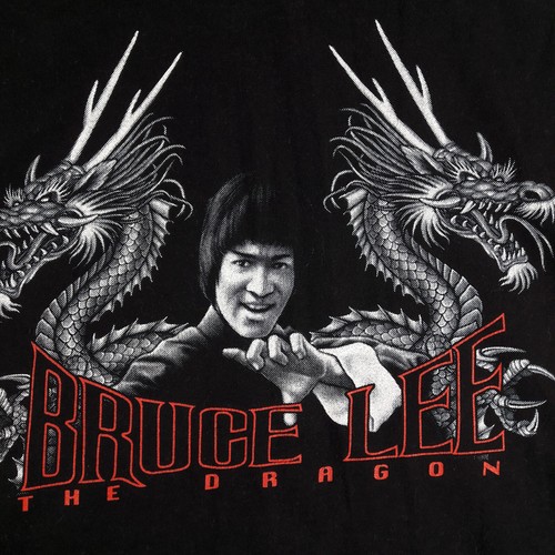 Vintage Bruce Lee Mens T-Shirt Large Black The Roxx Black Tee Top 90's Cotton - Picture 6 of 11