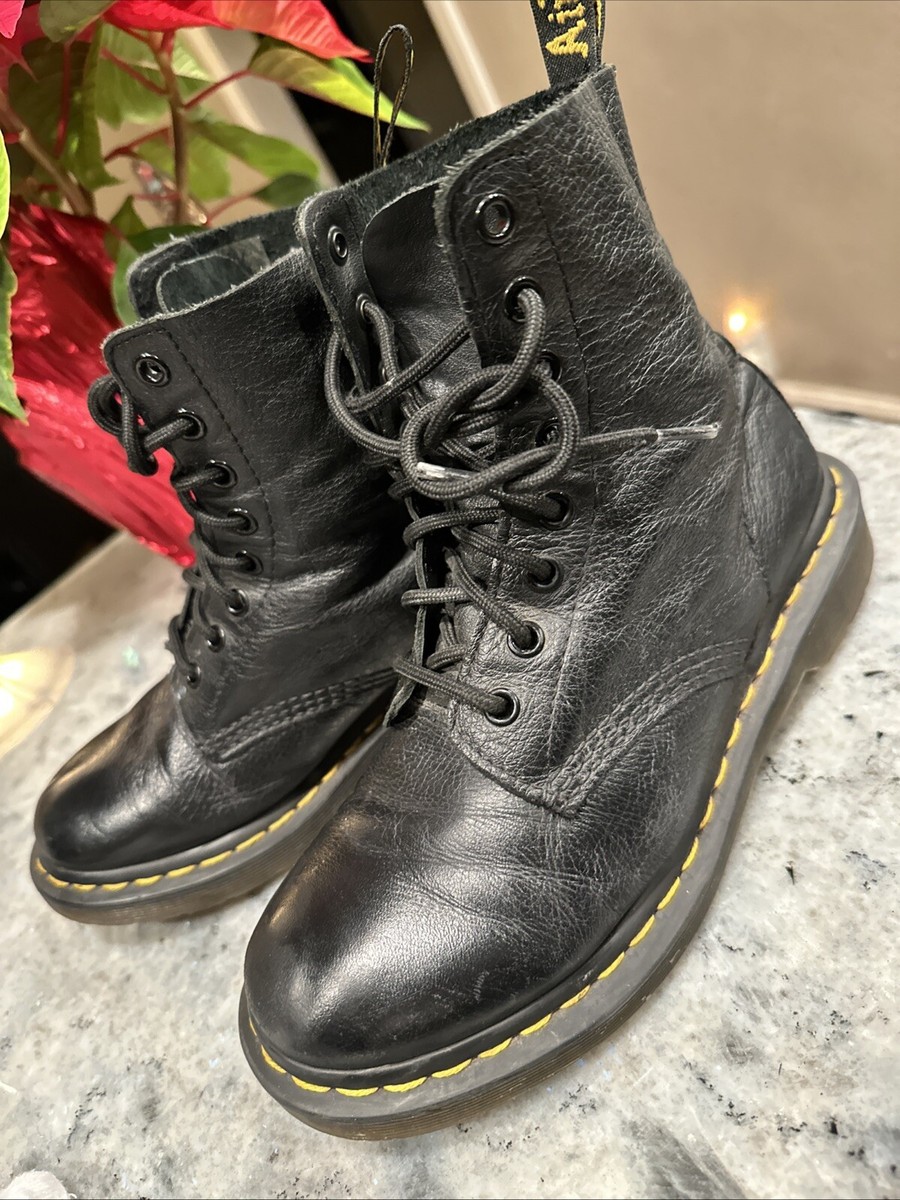 Dr Martens Docs 13512 Womens Black Pascal Virginia Pebbled Leather Boots  Size