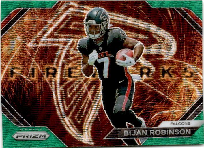 2023 Panini Prizm #F-24 Bijan Robinson Fireworks Prizms Green Wave RC
