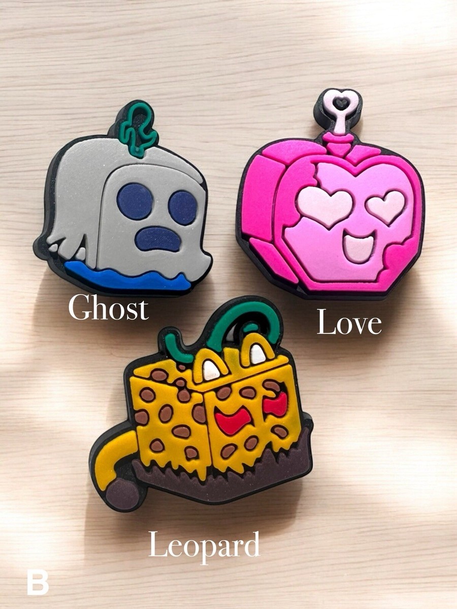 Blox Fruits Shoe Charms 3 Piece Set – Roblox, Gaming, Ghost, Love