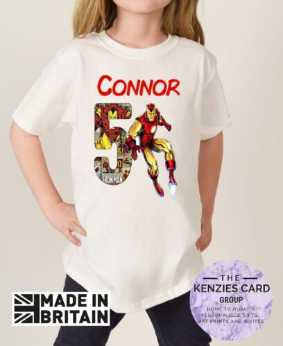 Spersonalizowany t-shirt urodzinowy MARVEL SUPERHEROES Iron Man dowolne imię v3 - Zdjęcie 1 z 2