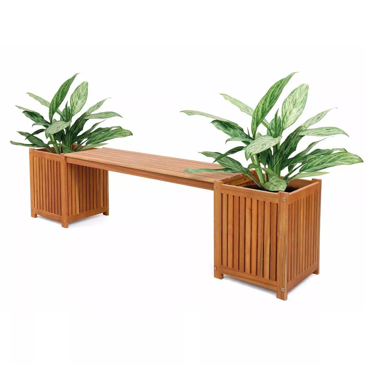 Bench Seat with Planter Boxes Outdoor Deck Garden Furniture Acacia