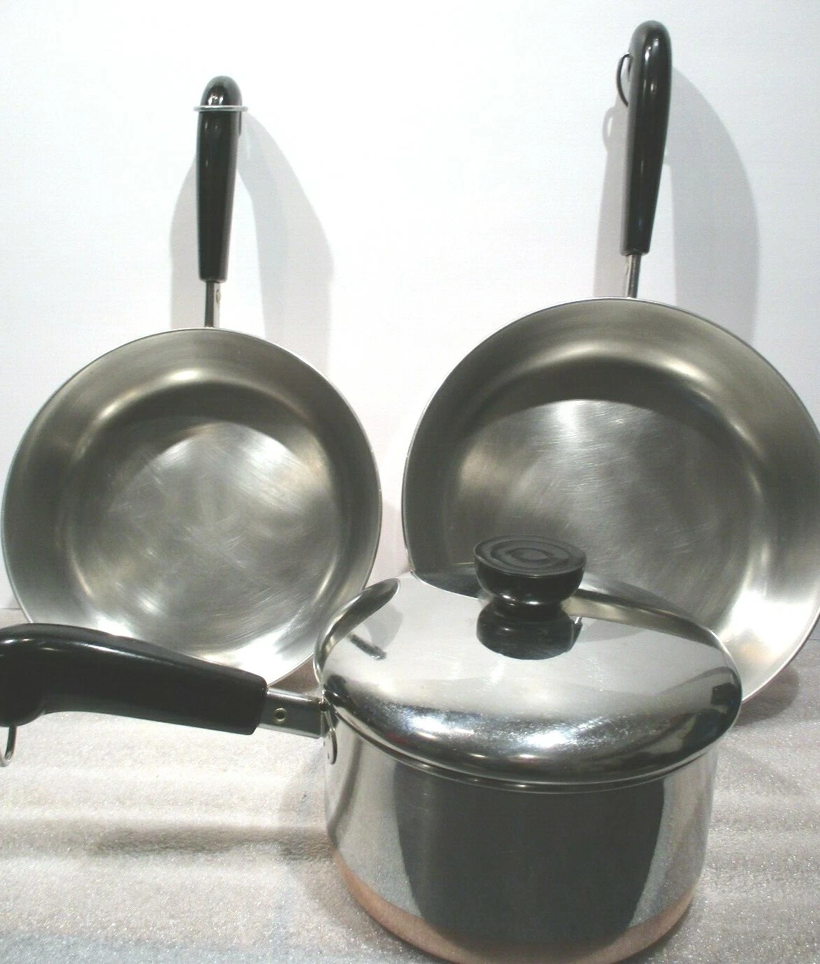 Revere Ware 8', 9" Skillet Open Frying Pans & 1-1/2 Qt Sauce Pan w/Lid
