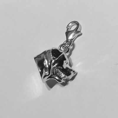 Rottweiler Kopf Sterling Silber Hund Charm