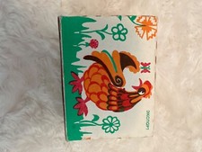 Vintage Russian Rooster Tin Plastic wind-up Toy in Original Box