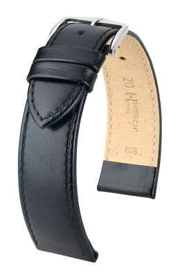 Hirsch Osiris 18 mm black watch strap, length L (no QR pins)