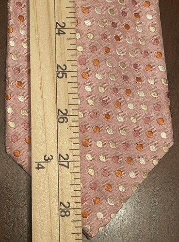 Geoffrey Beene Pink Orange Hand Made 100% Silk Men’s Neck Tie Made In China - Picture 5 of 9