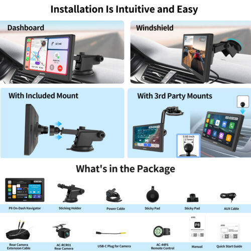 ATOTO P8 Portable 7 Zoll Autoradio Wireless Carplay Fernbedienung Rückfahrkamera - Bild 7 von 7