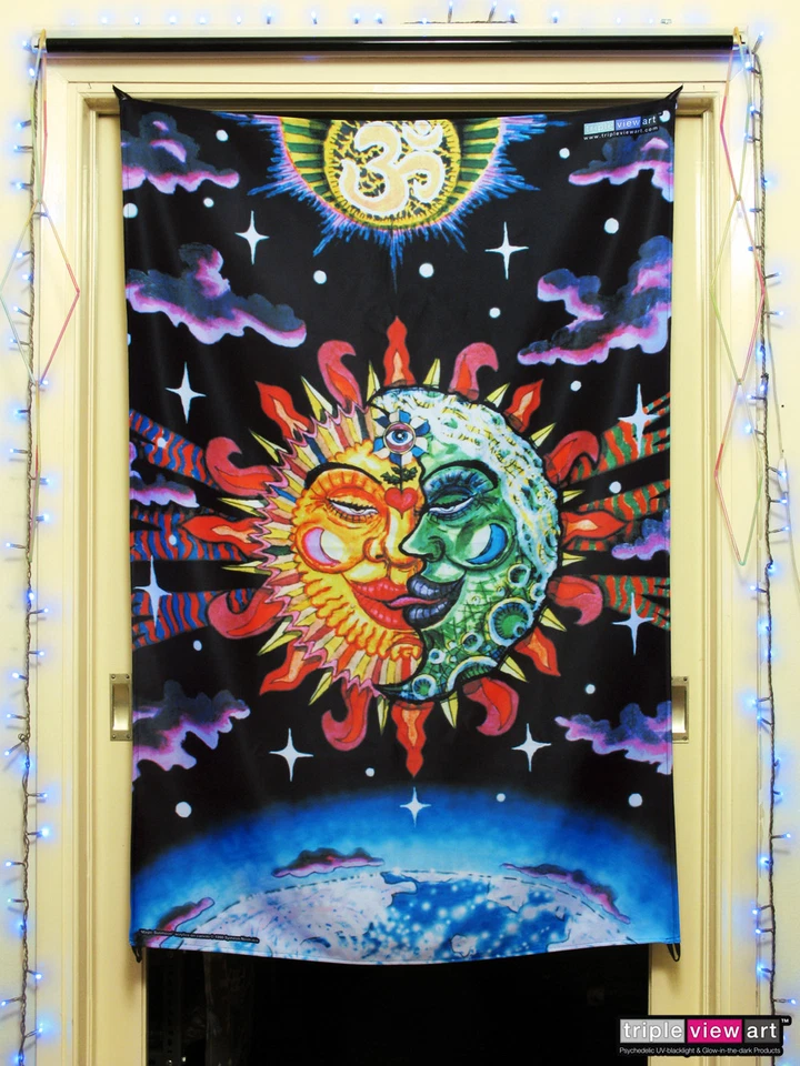 УФ фон черный свет флуоресцентный зарево психоделический искусства баннер гобелен деко - Изображение 3 из 4