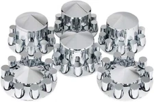 United Pacific 10318 - Axle Hub Cover Kit - Chrome Pointed Axle Cover Combo Kit