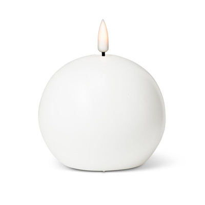 Abbott Collection Wax Led Flameless Ball Candle - White 4 D