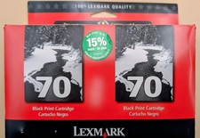 NEW SEALED Lexmark 70 Black Ink Cartridge Twin Pack - 15M1330 12A1970 - Genuine