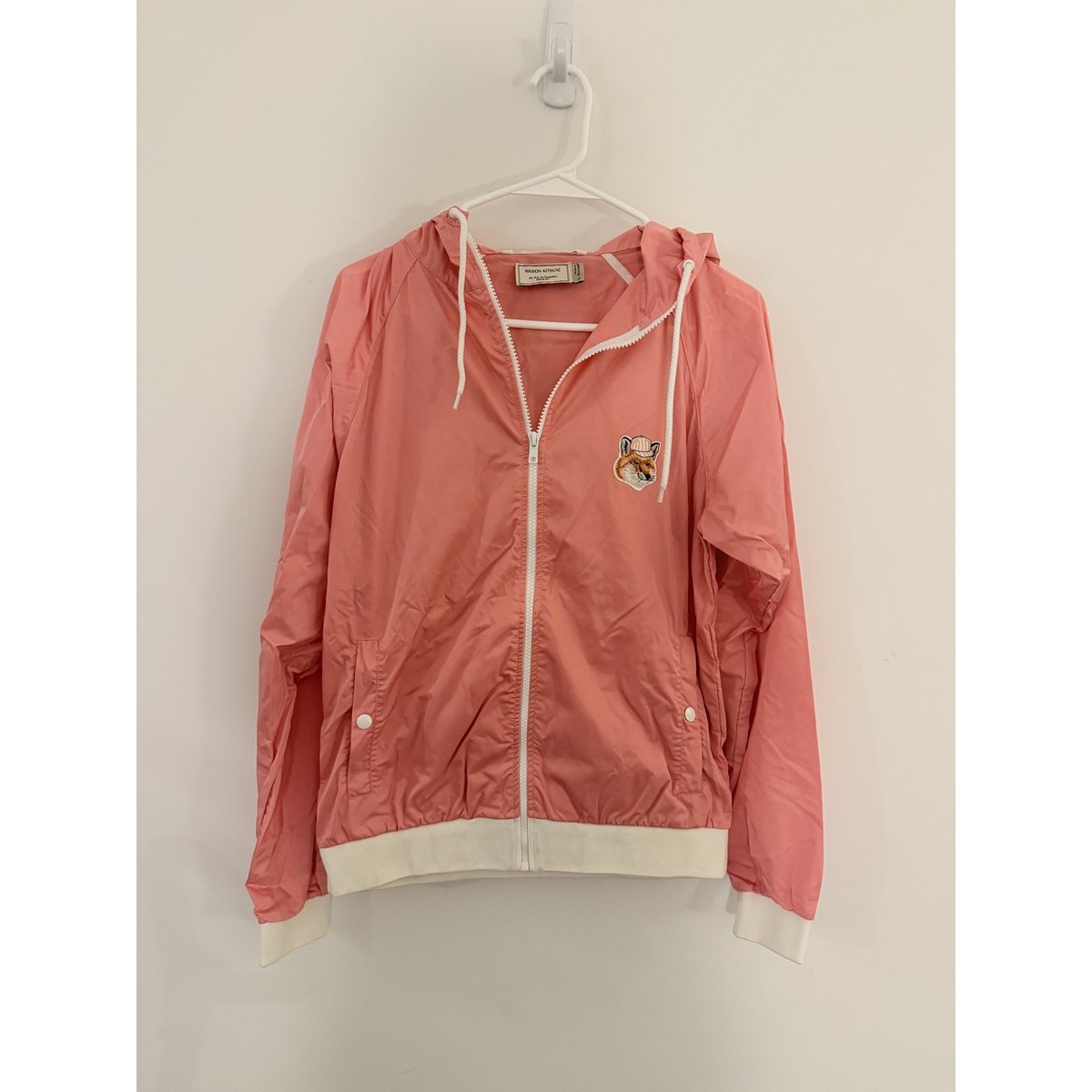 Maison Kitsuné Pink Fox Head Hooded Windbreaker Jacket | eBay