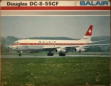 1970s BALAIR AIRLINES of Switzerland DC8 PROMO BROCHURE VINTAGE