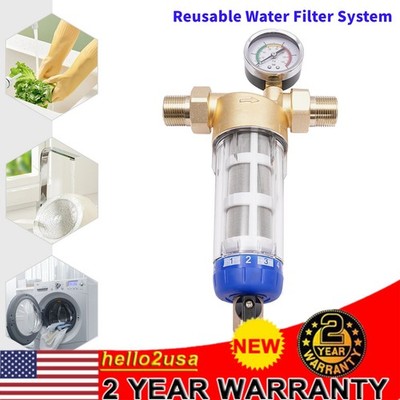 3/4in Home Reusable Sediment Water Filter Spin Down Mesh System Hot Water Filter