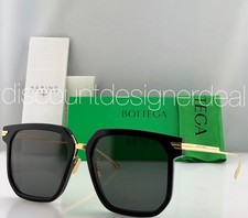 Bottega Veneta Square Sunglasses BV1083SA 001 Black Gold Grey Large 57mm NEW