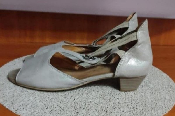 Women Gabor Open-Toe Booties Grey Textile 40.5