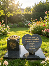 Heart Memorial Stone Personalised Flat Gravestone Granite Cemetery Headstone