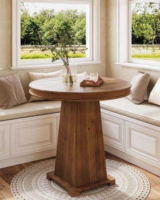 Solid Wood Round Dining Table, 31.5'' Modern Small Kitchen Table for 2 People