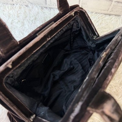 PRADA FW1997 Vintage Velvet Gummy Bag Brown Unisex Rare Authentic