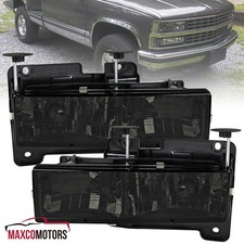 Smoke Fits 1988-1998 Chevy Gmc C10 Ck Silverado Sierra Headlights Lamps Pair