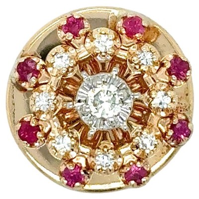 Armband Plättchen 10 Karat Gelbgold 3/8 kt Diamant mit rosa Rubin Akzenten 7,3 g