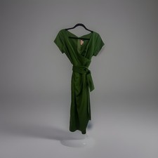 Pinup Couture Dress Ava Size Medium Satin Solid Green Elegant