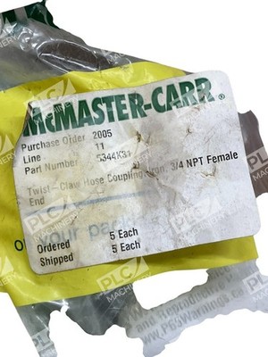 McMaster-Carr 5344K31 Twist-Claw Hose Coupling 3/4  NPT Female Line 11