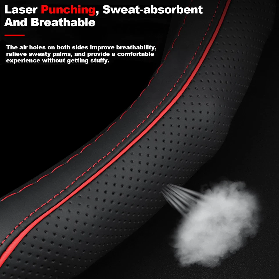 Cubierta de volante de 15" en forma de D de fibra de carbono para Nissan Rogue Altima Sentra Foto 3 de 4