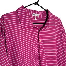 Peter Millar Summer Comfort Shirt Mens XXL Pink Striped Golf Polo Short Sleeve