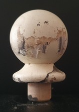 Old White Architectural Wooden Ball Finial Wood Post Staircase 24.6cm