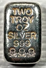 Atlantis Mint Skull And Crossbones Hand Poured 2 oz .999 Fine Silver Art Bar