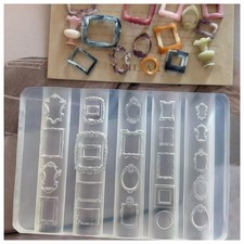 Molde de uñas con marco 3D herramientas de silicona arte en uñas moldes de resina