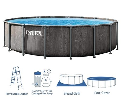 Intex 18ft x 48in Greywood Prism Above Ground Pool Set with Filter Pump