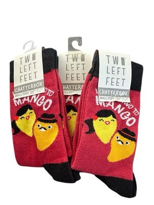 (3) Two Left Feet Socks 'It Takes Two to Mango' Small Sock Men 5-8 Women 5.5-9.5