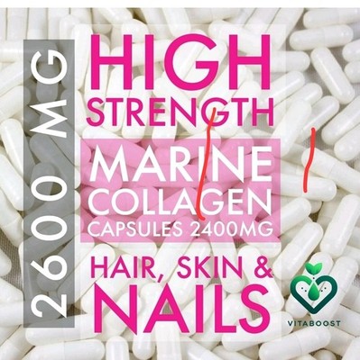 Kollagen Kapseln Tabletten 2600mg hydrolysiert marine Typ 1 maximale Stärke Haut Haare