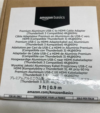 Amazon Basics Premium Aluminum USB-C to HDMI Cable Adapter Thunderbolt 3 CG-12