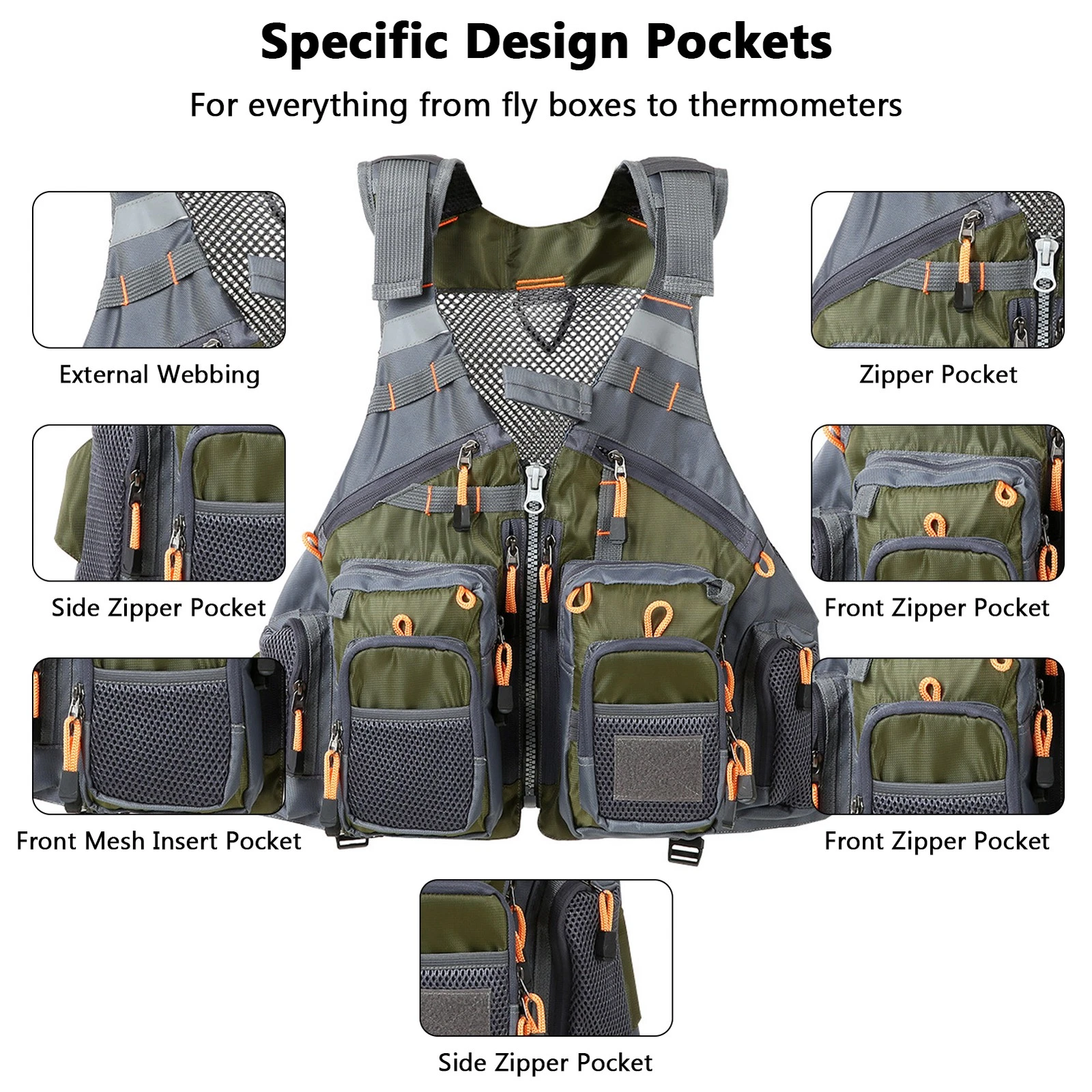 Fly Fishing Vest Pack For Men Adjustable Size Breathable Mutil-Pocket Vest
Opens in a new window or