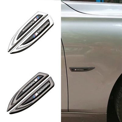 Pair Racing Car Emblem Blade Side Fender Badge Metal Sticker Decal M performance